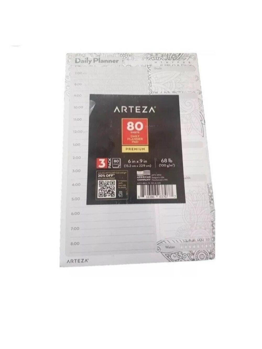 Arteza Premium Daily Planner Pads 3-Pack 80 Sheets 6x9 Organizer Notepad New